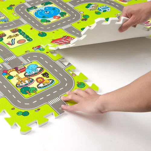 Vista 4 de Alfombrillas de Juego para Bebé para el Suelo, Alfombra de Juego de Espuma, Azulejos de Espuma Entrelazados Alfombra de Rompecabezas de Pista