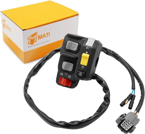 Vista 8 de Interruptor de control de manillar compatible con Honda Recon 250 ES TRX250-TE Interruptor de botón de arranque y parada de faros delanteros