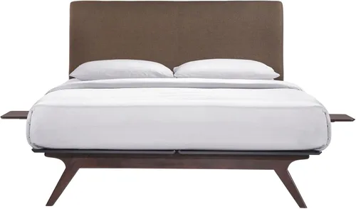 Vista 4 de Base de cama Modway Tracy de madera, color beige cappuccino, Madera, Cappuccino marrón