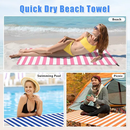 Vista 4 de Sfee Toalla de playa de microfibra 2 en 1, toalla de secado rápido, toalla de viaje, toalla de viaje, súper absorbente, compacta, ligera, juego