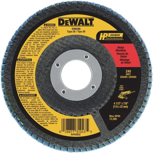 Vista 7 de DEWALT DW8311 Disco de solapa de zirconia de 4.5" x 5/8"-11, grano 36 para amoladora angular