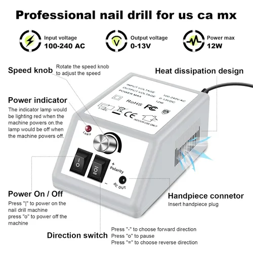 Vista 2 de LAVAED Taladro de uñas eléctrico profesional y removedor de callos eléctrico para pies, kit de pedicura recargable impermeable