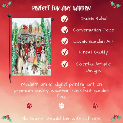 Vista 5 de Doggie of the Day Biewer Dogs Garden Flags - Christmas Time Camping - Double Sided - Yard Lawn Spring Decorative Gift - Home Decor 12 1/2"w x 18"h