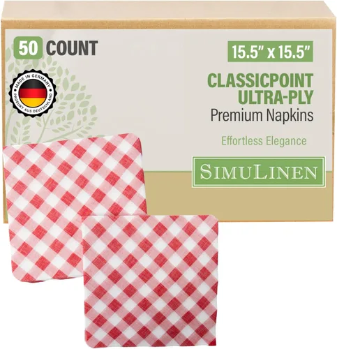 Vista 8 de SimuLinen Servilletas de papel desechables a cuadros azules y blancos, biodegradables para fiestas, pícnics, barbacoas, almuerzos, portón trasero