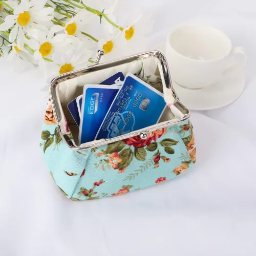 Vista 8 de Oyachic Monedero estampado vintage con hebilla y cierre de broche floral para mujeres y niñas