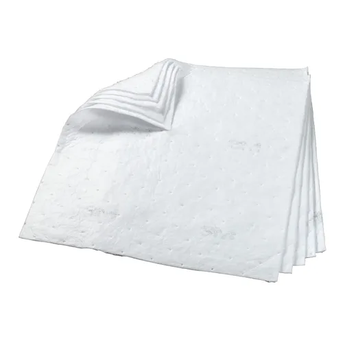 Vista 4 de 3M Pad absorbente de Petróleo T-151, absorbentes 19" longitud x 17" ancho, 43.5 galones capacidad de absorción (caja de 200), Blanco, 50