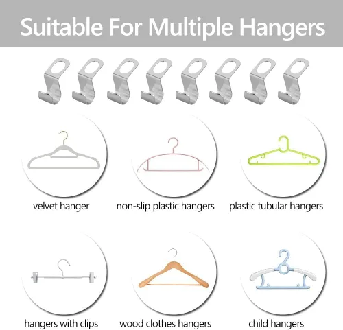 Vista 3 de 56 ganchos de metal para colgar ropa, ganchos extensores de acero inoxidable súper resistentes, ahorro de espacio en el armario, fácil de usar