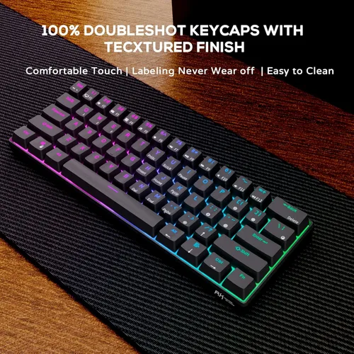 Vista 3 de RK Royal Kludge Teclado mecánico RK61 60%, cable en espiral, 2.4 GHzBluetoothcable, Bluetooth, 61 teclas, inalámbrico, RGB, cambio de tecla marrón