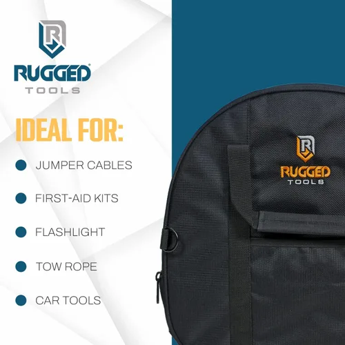 Vista 8 de Rugged Tools Bolsa para Cables – Bolsa para Cables Puente – Almacenamiento y Organizador para Cables, Cordones y Mangueras, Incluyendo Cables