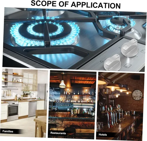 Vista 4 de Perillas de control de metal cepillado para estufa de gas de aleación de zinc, 6 unidades, color plateado