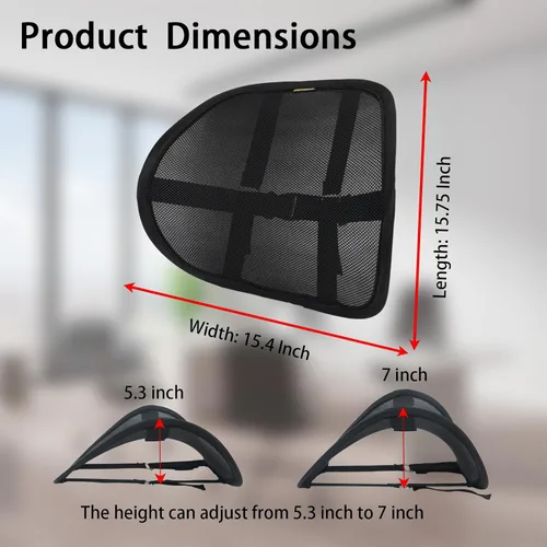 Vista 6 de Soporte lumbar para silla de oficina, paquete de 2 almohadas de apoyo lumbar para silla de automóvil, soporte de respaldo con malla transpirable