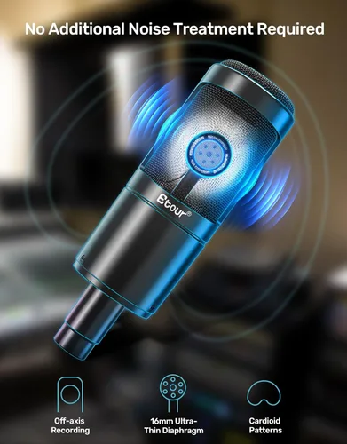 Vista 5 de Juego de micrófonos de condensador cardioide [incluye soporte de choque dedicado y cable XLR], micrófono de podcast para computadora para cantar