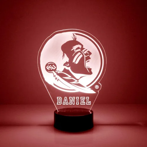 Vista 23 de Espejo Magic Gifts - Lámpara de luz nocturna personalizada con letrero LED de la Universidad Estatal de Boise (BSU) Buster Bronco Mascot con control