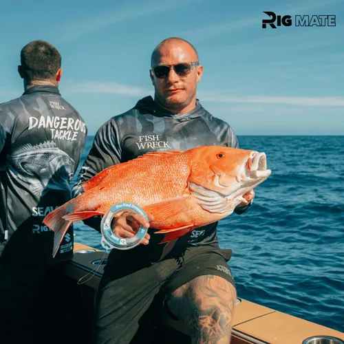 Vista 4 de Plataformas de bucle cuentagotas preatadas de 60 libras. Carrete de línea de pesca. Bucles de 18 pulgadas de distancia con tamaño de bucle de 5.5
