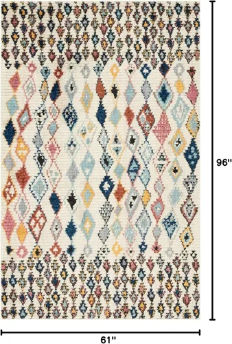 Vista 2 de Unique Loom Morocco Collection Abstract Tribal, alfombra bohemia, 5 pies 0 pulgadas x 8 pies 0 pulgadas, multicolor azul