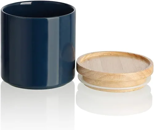 Vista 36 de Botes de Cocina Sweejar Tarro de Cerámica para Almacenamiento de Alimentos, Contenedores Apilables con Tapa de Madera de Sellado Hermético