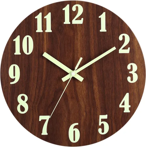 Vista 32 de HZDHCLH Reloj de pared de cuarzo moderno, funciona con pilas, 12 pulgadas, silencioso, sin tictac, números 3D, reloj redondo para pared, reloj