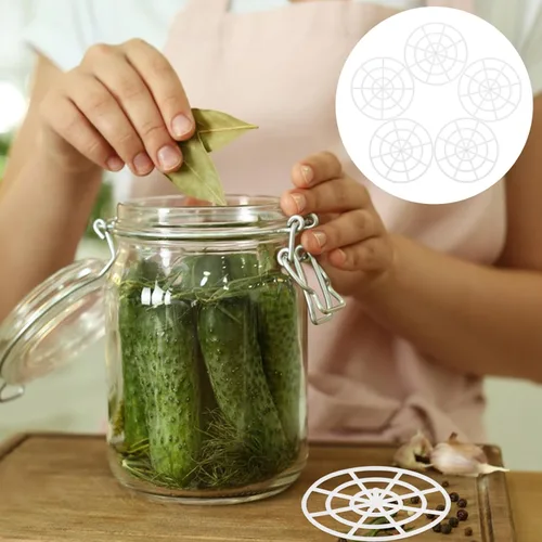 Vista 4 de VOSAREA 15pcs Pequeño Pickle Jar Presser Mesh Para Fermentación Plástico Fermentación Malla Helper Prensa Herramienta Para Decapado Chucrut Y