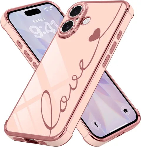 Vista 55 de LCHULLE Funda compatible con iPhone 12 para mujeres y niñas, bonito diseño de corazón de amor con enchapado de lujo, cubierta de TPU suave a prueba