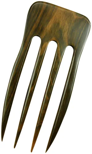 JWL (1) S.E. Asian Ebony - Palo de pelo recto de cuatro puntas de 6 pulgadas, horquilla de púa de pico, longitud funcional de la punta (FPL) 4 5/8