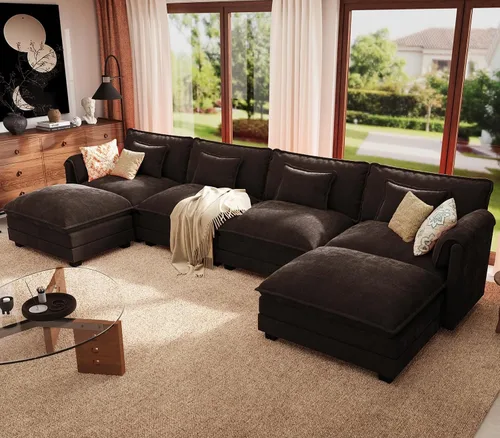Vista 51 de Sofá modular de gran tamaño de 113 pulgadas, cómodo sofá en forma de L con funda extraíble, asiento ancho y profundo moderno para sala de estar