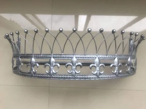 OctoRose Dosel Corona de Pared de Metal para Cama - Decoración de Pared Corona Antigua con Varillas y Herrajes Incorporados - para Sobre Camas o
