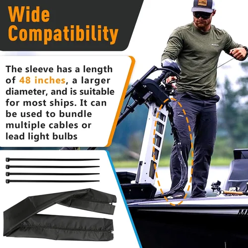 Vista 2 de Funda de aparejo con cremallera de 48 pulgadas, organizador de cables marinos resistente al agua 600D para motor de arrastre, cables de control