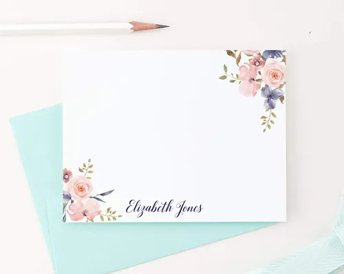 Vista 2 de Juego de papelería floral personalizado, papelería para mujeres, tarjetas de agradecimiento personalizadas, tarjetas de notas personalizadas, tu