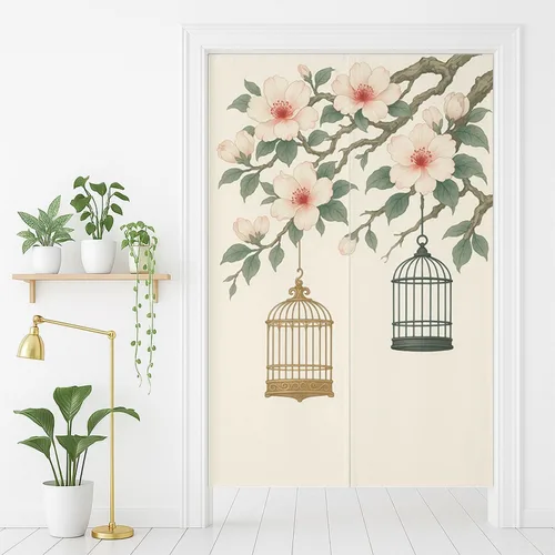 Vista 3 de Cortina japonesa para puerta, cortinas de algodón noren, cortina japonesa, cortina de puerta de lino de algodón, 33.5 x 55 pulgadas, tapiz