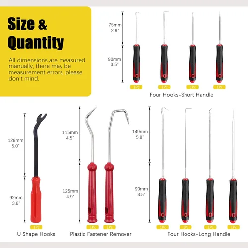 Vista 2 de Juego de herramientas de gancho de alta resistencia, acero aleado, asas ergonómicas, ganchos de almacenamiento para mantenimiento automotriz