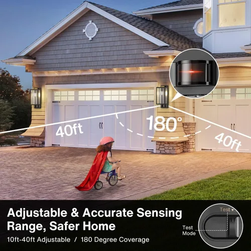 Vista 5 de Luces de pared para exteriores con sensor de movimiento, iluminación al aire libre del atardecer al amanecer, lámparas modernas de montaje en pared