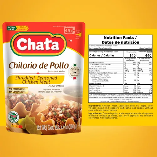 Vista 4 de Chata Paquete variado, carnes ralladas mexicanas con carne de cerdo, pollo, pavo y cerdo, 8.8 onzas (paquete de 6)