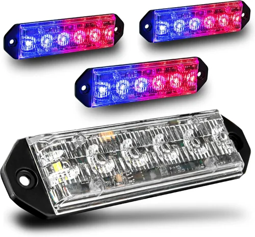 Vista 30 de LAMPHUS PlanarFlash - Luces de advertencia estroboscópicas LED ámbar de 6 W para parrilla de policía [clase SAE 1] naranja de 12 V ultra delgada