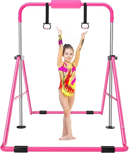 Vista 13 de Safly Fun Foldable Gymnastics Bar for Kids, Adjustable 35"-51", Sturdy 145 lbs Capacity, Easy-to-Assemble, Gymnastics Equipment for Kids for