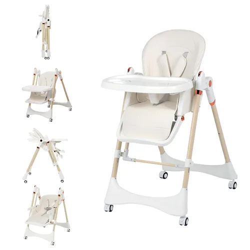 Silla alta convertible 6 en 1 con balancín | Silla alta de bebé para recién nacidos a niños pequeños (0-3 años) | Ajustable, plegable y fácil de