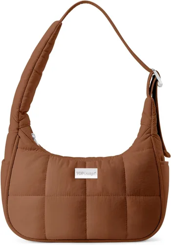 Vista 36 de TOPDesign Bolso de hombro acolchado para mujer, bolso de mano ultraligero con cremallera, correa ajustable