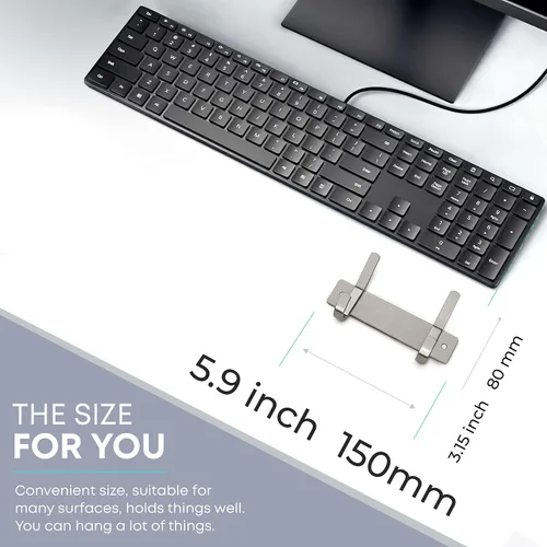 Vista 2 de Perchero pequeño de montaje en pared, de níquel cepillado, de acero inoxidable de 6 pulgadas, con 2 ganchos dobles resistentes, colgador de pared