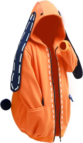 Vista 2 de C-ZOFEK Sudadera con capucha de anime para mujer color naranja con orejas de conejo y cola Naranja