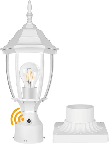 Vista 8 de Paquete de 2 luces de poste para exteriores con cableado fijo de 120V del anochecer al amanecer, lámpara de poste de aluminio impermeable con base