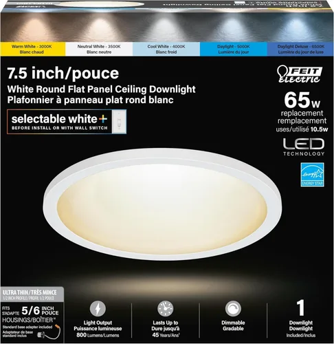 Vista 10 de Feit Electric LED Ceiling Downlight, Dimmable Flat Panel Ceiling Light with Color Selection (5CCT), TP24 Adapter Included