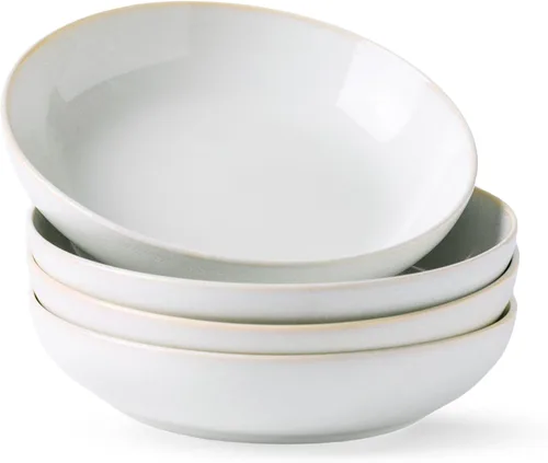 Vista 10 de AmorArc Juego de 4 cuencos de cerámica para pasta de 8.5 pulgadas, juego de Azul profundo