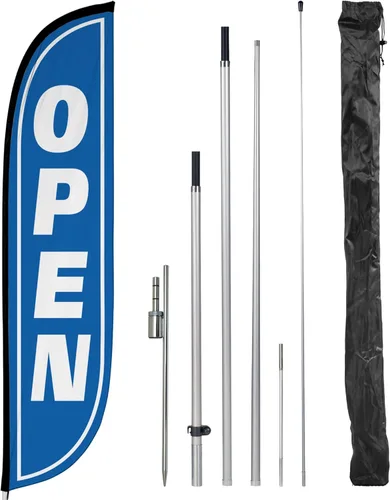 Vista 18 de LookOurWay - Kit de poste para bandera de plumas de 12 pies de altura con kit de poste de fibra de vidrio y estaca de suelo para promoción