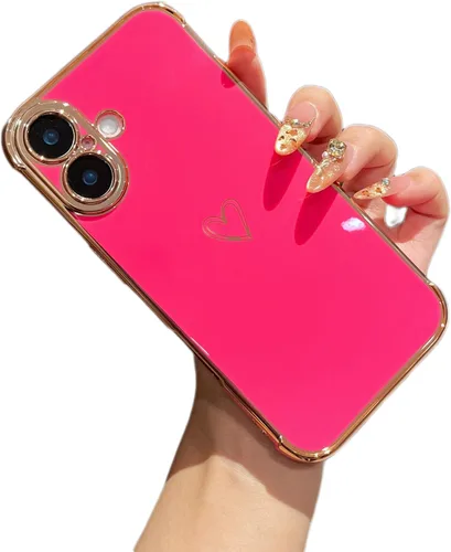 Vista 30 de ZTOFERA Funda diseñada para iPhone Air de 6.5 pulgadas, bonito borde chapado con patrón de corazones de amor con protección para lente de cámara