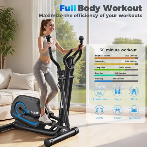 Vista 4 de Elliptical Exercise Machine, 16-Level Magnetic Resistance Elliptical Machine for Home Trainer with Hyper-Quiet Drive, 15.5IN Stride, LCD Monitor &