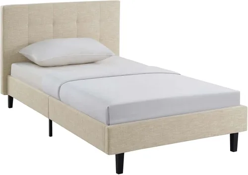 Vista 26 de Modway Linnea - Cama tapizada de plataforma blanca con soporte de listones de madera