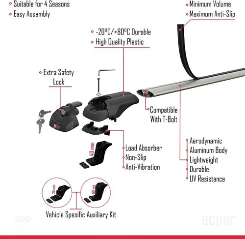 Vista 5 de Compatible con Nissan NP300 (D23) 2015-2021 ACE-1 Barra transversal de aluminio gris 3 barras