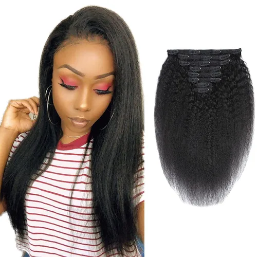 Vista 10 de Extensiones de cabello ondulado con clip, rizado natural, 100% cabello humano brasileño sin procesar, para mujeres negras (12 pulgadas)