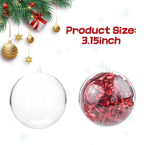 Vista 5 de 10 bolas de adorno de Navidad, bola de adorno rellenable de plástico transparente, juego de moldes de bomba de baño de 3.150 in, bolas acrílicas