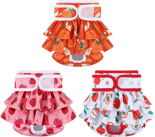 Vista 17 de Pañales reutilizables para perras hembras, paquete de 3, pañales para perras para período, celo e incontinencia, entrenamiento de cachorros