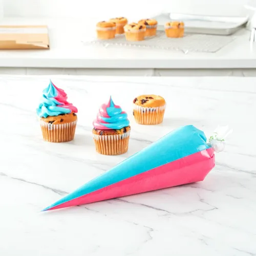 Vista 7 de Restaurantware Pastry Tek - Bolsas de glaseado bicolor de 17.7 x 9.5 pulgadas, 100 bolsas gruesas multicolores, sostenibles para glaseado y crema